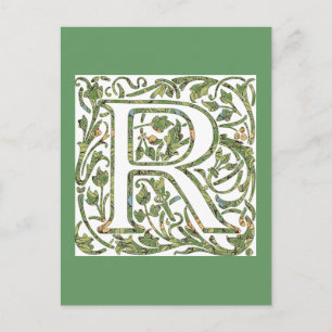 R Floral Monogram Briefkaart