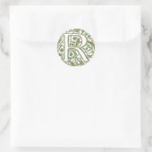 R Floral Monogram Ronde Sticker (Tas)