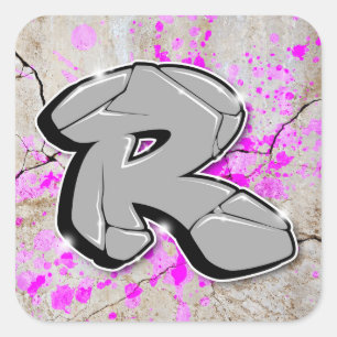 R - Graffiti-stickers Vierkante Sticker