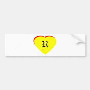 "R" Hart Geel Rood Bruiloftsuitnodiging Het MUSEUM Bumpersticker