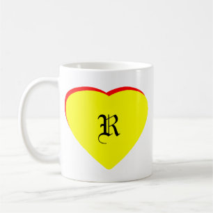 "R" Hart Geel Rood Bruiloftsuitnodiging Het MUSEUM Koffiemok
