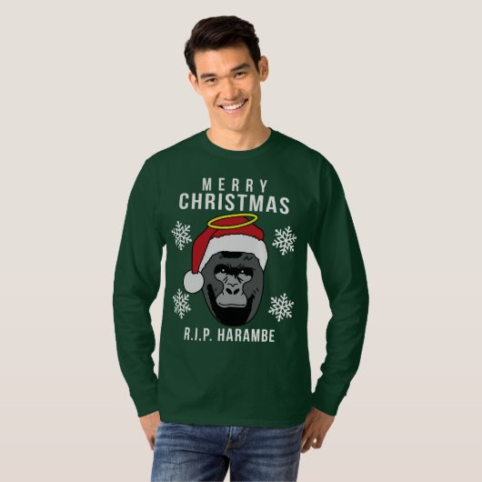 R.I.P. Harambe Ugly KerstSweater T-shirt (Voorkant volledig)