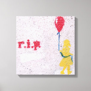 r.i.p. stencil : meisje met de rode ballon canvas afdruk