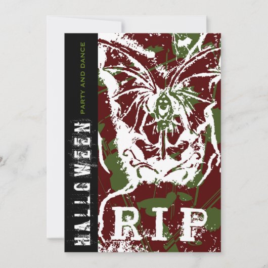 R.I.P. Ziektedood met Wings Gothic Halloween party Kaart (Voorkant)