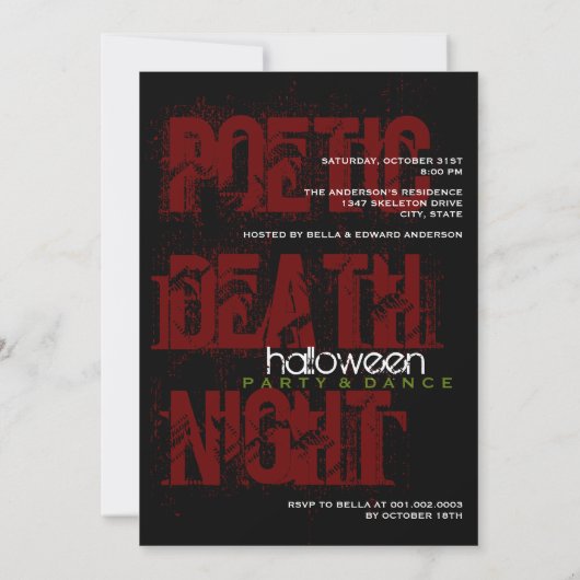 R.I.P. Ziektedood met Wings Gothic Halloween party Kaart (Achterkant)