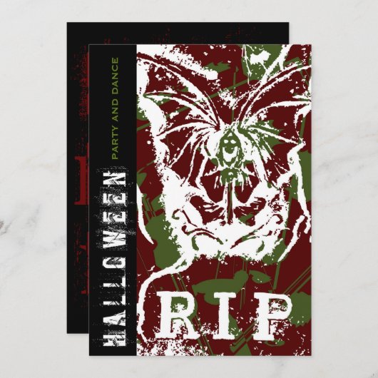 R.I.P. Ziektedood met Wings Gothic Halloween party Kaart (Voorkant / Achterkant)