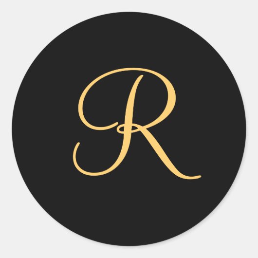R initial de couleur or sur autocollant monogramme (Devant)