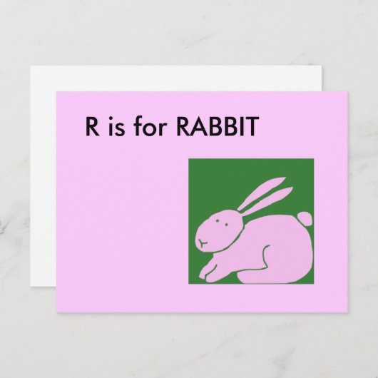 "R" is voor Rabbit Alphabet Flashcard Briefkaart (Voorkant / Achterkant)