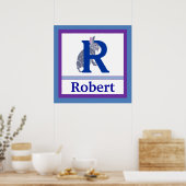 R is voor Rabbit and Boy Name Wall Art voor kinder Poster (Keuken)