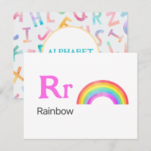 R is voor Rainbow - Alphabet Flash Kaart (Voorkant / Achterkant)
