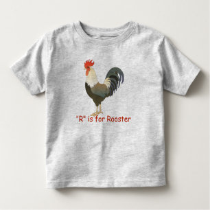 R is voor Rooster Leer om te draaien Kinder Shirts