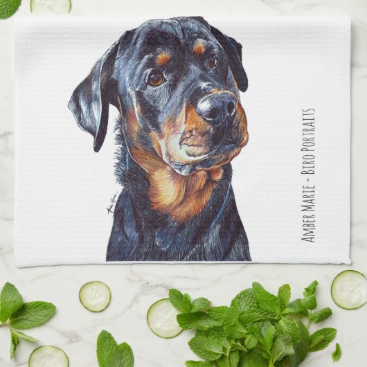 R is voor Rottweiler Theedoek (Gevouwen)