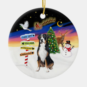 R - Kerstborden - Groot Zwitsers Berghond Keramisch Ornament