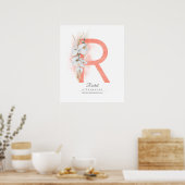 R Letter Monogram White Orchids and Pampas Grass Poster (Keuken)