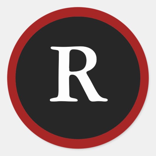 R : Lettre R initiale R Sticker rouge, blanc et no (Devant)