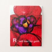 R - Lit rouge pour le puzzle d'art d'alphabet d'or (Vertical)