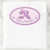 R monogram aangepaste naam id roze stickers (Tas)