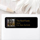 R Monogram "Black Stone" design Adresetiketten Etiket (Insitu)