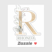 R Monogram Floral Aangepast Sticker (Vel)