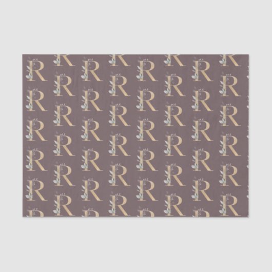 R Monogram Floral wrapping Paper Tissuepapier (Voorkant)