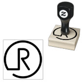 R Monogram Houten Rubberzegel Rubberstempel (Gestempeld)