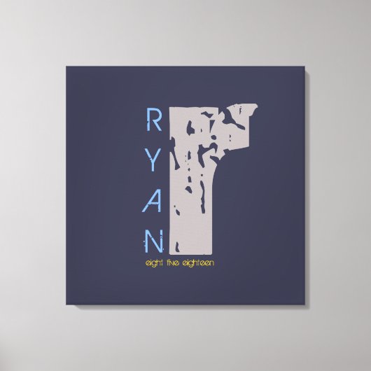 R Monogram Initiaal Bar Bat Mitzvah Inlogbord Canvas Afdruk (Voorkant)