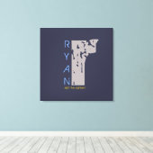 R Monogram Initiaal Bar Bat Mitzvah Inlogbord Canvas Afdruk (Insitu (Houten vloer))