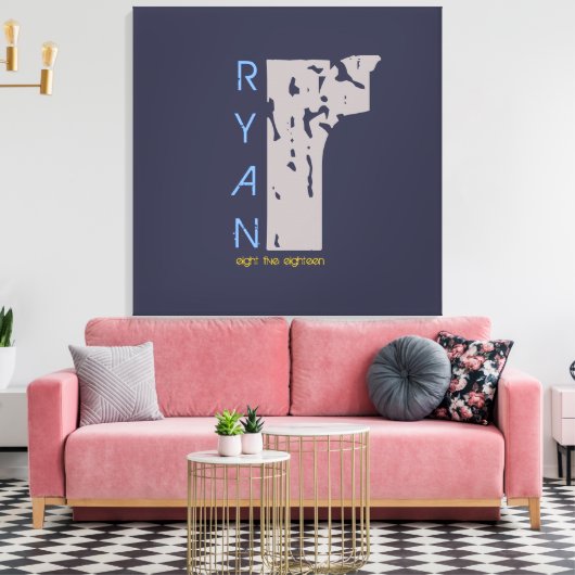 R Monogram Initiaal Bar Bat Mitzvah Inlogbord Canvas Afdruk (Insitu (Woonkamer))