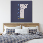 R Monogram Initiaal Bar Bat Mitzvah Inlogbord Canvas Afdruk (Insitu (Slaapkamer))