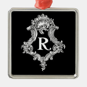 R Monogram Initiaal Metalen Ornament