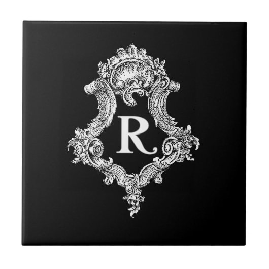 R Monogram Initiaal Tegeltje (Voorkant)