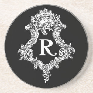 R Monogram Initiaal Zandsteen Onderzetter