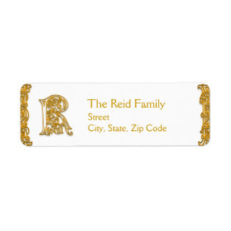 R Monogram "Irish Gold"-ontwerp - Adresetiketten Etiket