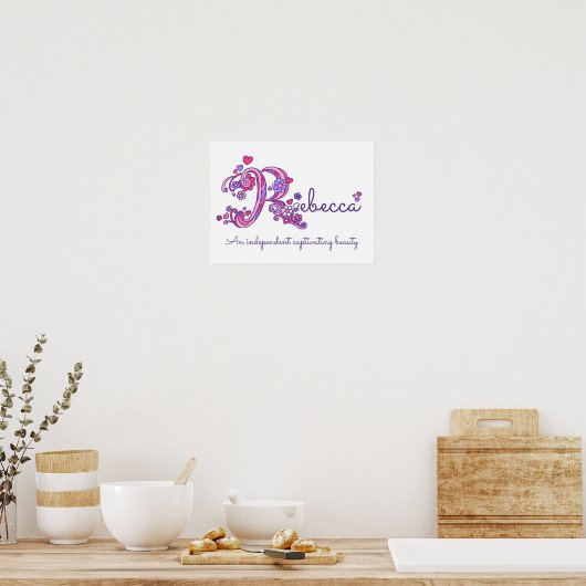 R monogram kunst Rebecca meisjesnaam poster (Keuken)