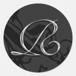 R Monogram Letter Wedding Envelope Seal Sticker