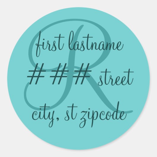 "R" monogram retour adres label - personaliseren (Voorkant)