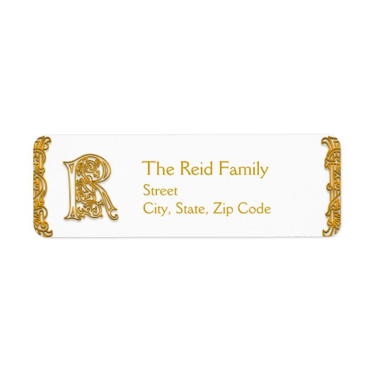 R Monogramme "Irish Gold" Étiquette de adresse (Devant)