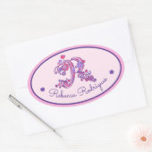 R monogramme nom personnalisé id autocollants rose (Enveloppe)