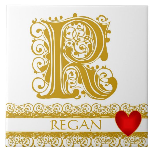 R Nom du monogramme Dentelle d'or Carreau de Modèl (Devant)