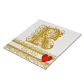 R Nom du monogramme Dentelle d'or Carreau de Modèl (Côté)