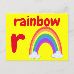 r - regenboogfleskaart briefkaart