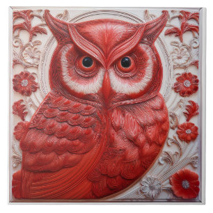 R rode namaak reliëf Art Nouveau Uil Tegeltje