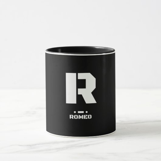 R(Romeo) NAVO Fonetisch Alfabet & Morse Code Mok (Midden)