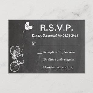 R.S.V.P. Chalkboard Wedding Invite Bike and Heart Kaart