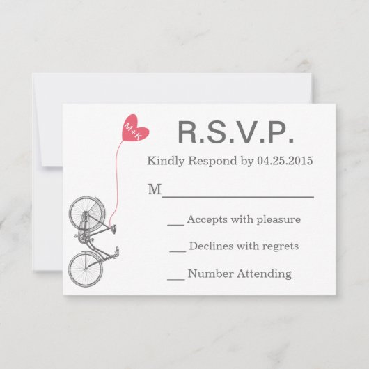 R.S.V.P. Invitation de mariage vélo et cœur (Devant)