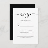 R.S.V.P. Mariage Carte de réponse Script noir (Devant / Derrière)
