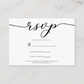 R.S.V.P. Mariage Carte de réponse Script noir (Devant)