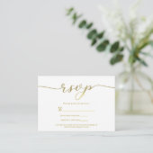 R.S.V.P. Wedding Reply Enclosure Kaart Gold Script (Staand voorkant)