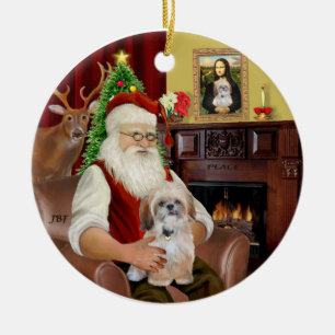 R-Santa-Shih Tzu (P) Keramisch Ornament
