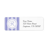 R Snoep Striper Monogram Adresetiketten (Paars) Etiket (Voorkant)
